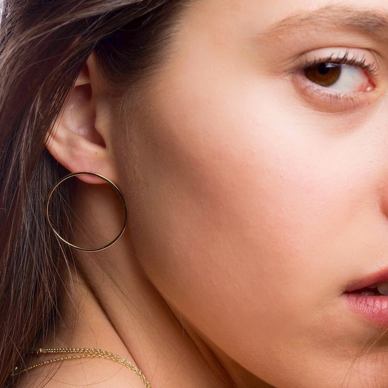 Gold hoops studs Gold post earrings Hoop stud earrings Etsy