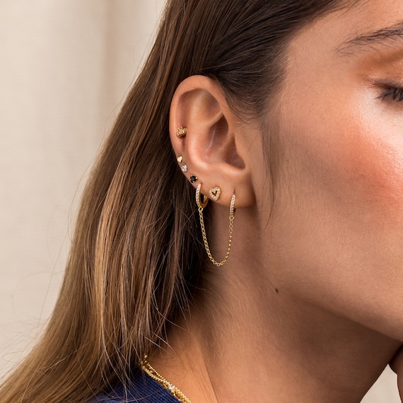 Chain Earrings Cz Earrings Gold Earrings Silver Earrings