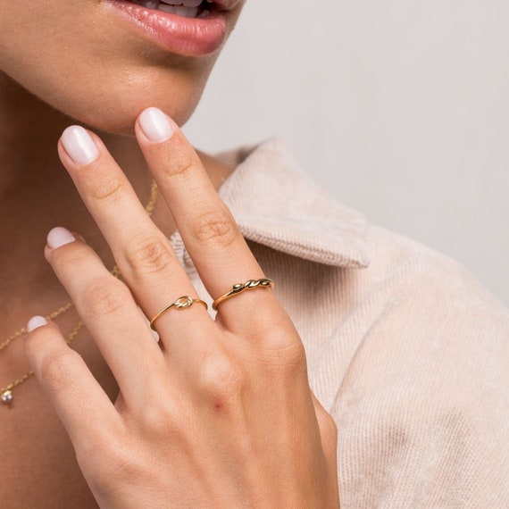 Gold Stacking Rings for Woman Dainty Plain Gold Ring Set Minimalist  Stackable Midi Ring Gift for Her Girlfriend Sister Wife Gold Chain Ring -   Canada