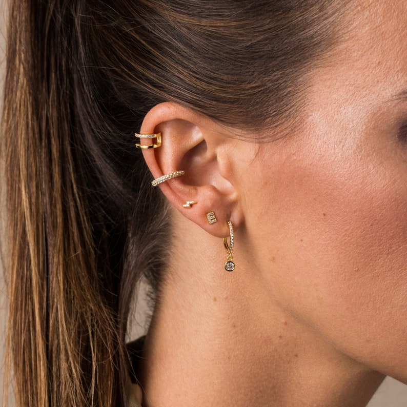 Initial cz stud earrings, Minimalist earring, Letter earrings, Initial earrings, Dainty cz earrings, Tiny cz letter earrings, Tiny stud image 8