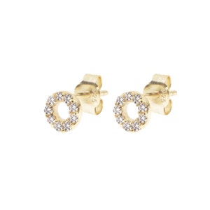 Small Circle Stud Earrings - Silver Circle Earrings - .925 Silver Studs - Cz gold stud earrings - Minimalist stud earrings - Dainty studs