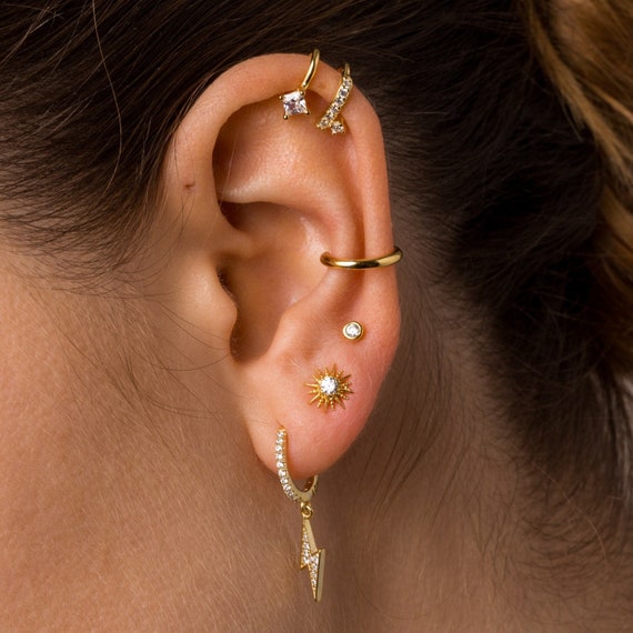 Amazon.com: Small Gold Hoop Earrings Cartilage - 14K Gold Huggies Ball Stud  Earrings Set Tiny Open Hoop Horseshoe Earrings Hypoallergenic Lightweight  Trendy Multiple Piercing for Women Girls (4 Pairs: small huggie hoop