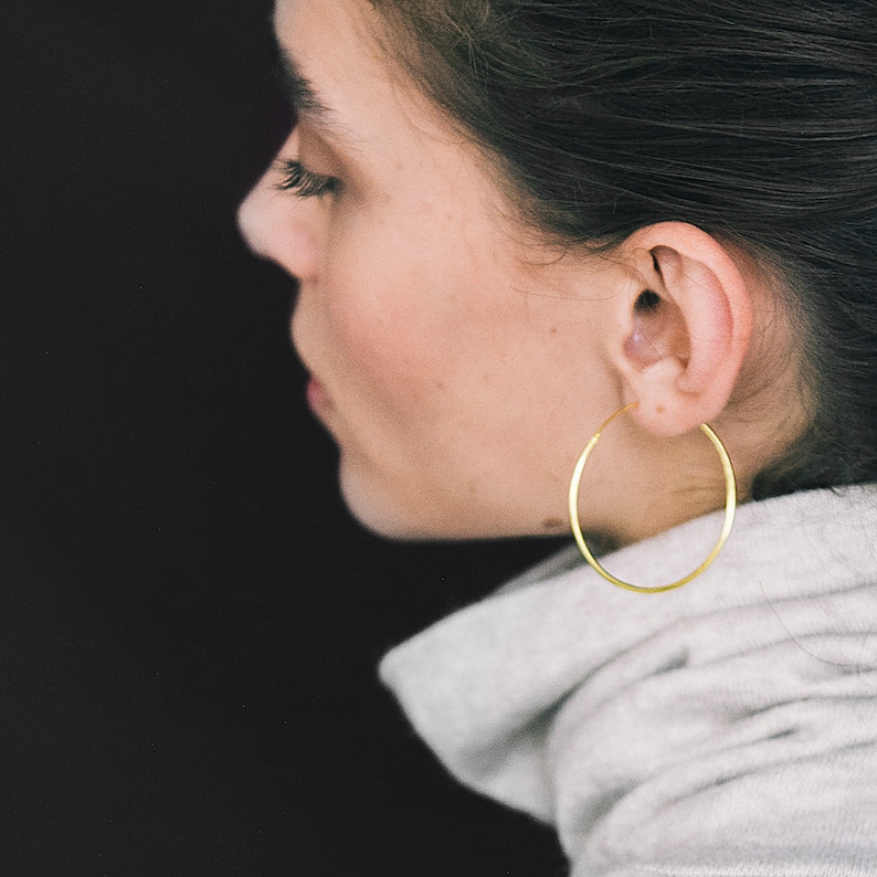 Thin Gold Hoop earrings Large Hoop earrings Minimalist Etsy.de