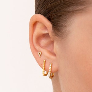 Initial cz stud earrings, Minimalist earring, Letter earrings, Initial earrings, Dainty cz earrings, Tiny cz letter earrings, Tiny stud image 9