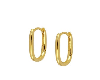 Oval gold hoops, rectangular gold hoop earrings, Gold hoops, Silver hoops, Elegant hoops, Classic silver hoops, sophisticated silver hoops