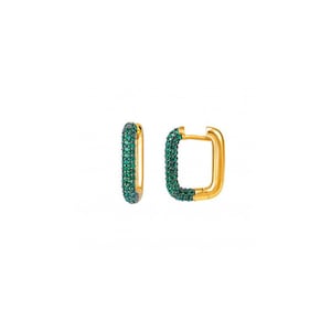 Cz hoops, Gemstone hoop earrings, Gold hoops, Silver hoops, Zirconia hoops, Dainty hoops, Color zirconia, Cz Hoops image 3