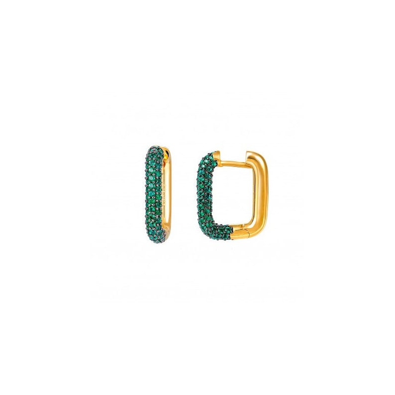 Cz hoops, Gemstone hoop earrings, Gold hoops, Silver hoops, Zirconia hoops, Dainty hoops, Color zirconia, Cz Hoops image 3