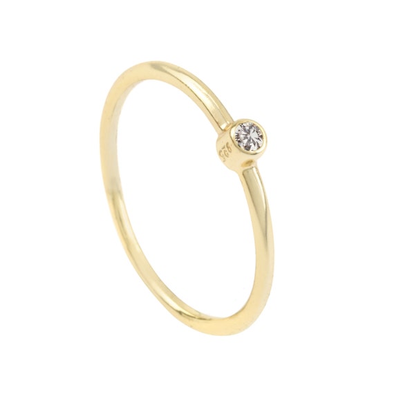 Engagement Gold Cz Ring Engagement Ring Cz Silver Ring Etsy