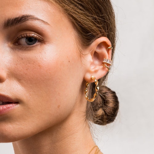 Braided Hoops Open Hoops Stud Hoops Big Hoops Silver Etsy