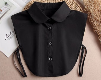 Black Cotton Fake Collar / Cotton False Collar / Chiffon Collar / Removable Fake Collar / Detachable Collar / False Collar / B678(K)