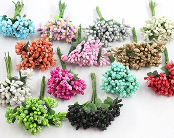 24 Stems / Seed Flower Stamens, Quality Artificial Flowers Wedding Bouquet, Bridesmaid Corsage, Button Holes, Flower Arrangement SF040