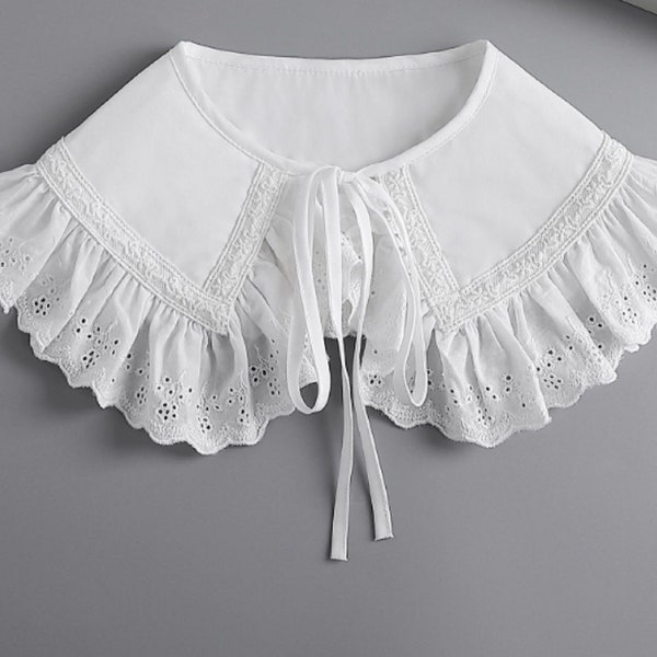 Faux col blanc cassé en dentelle / Col en coton / Faux col amovible / Col amovible / Faux col / B684 (K-small)