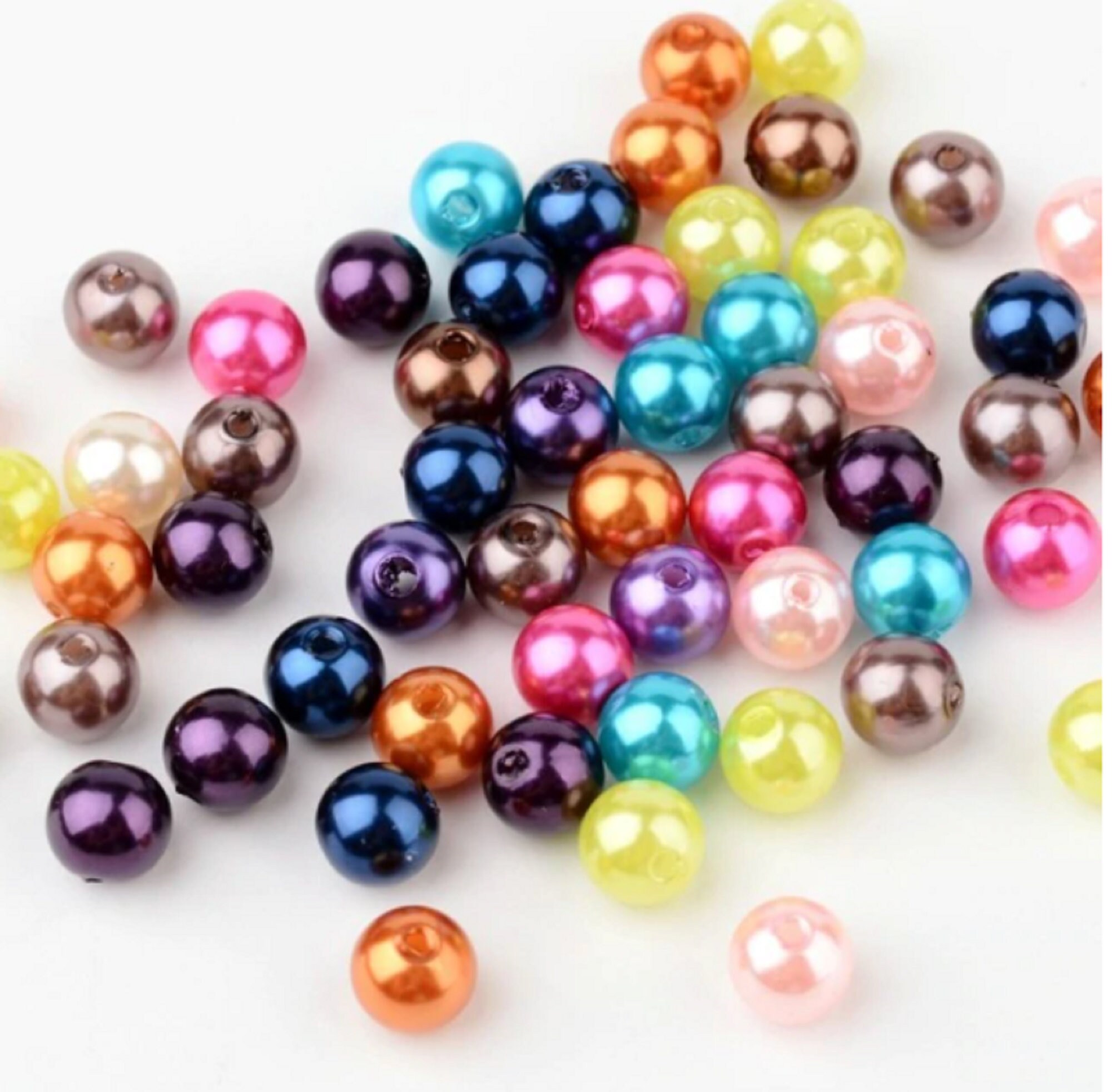 Mix Acrylic Round Pearl Beads 8mm 10mm 12mm Quality Glossy Etsy UK