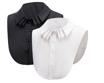 Off White, Black / Fake Collar / Cotton Half Fake Collar / Beige Half Shirt Collar / Removable Fake Collar B74(K)