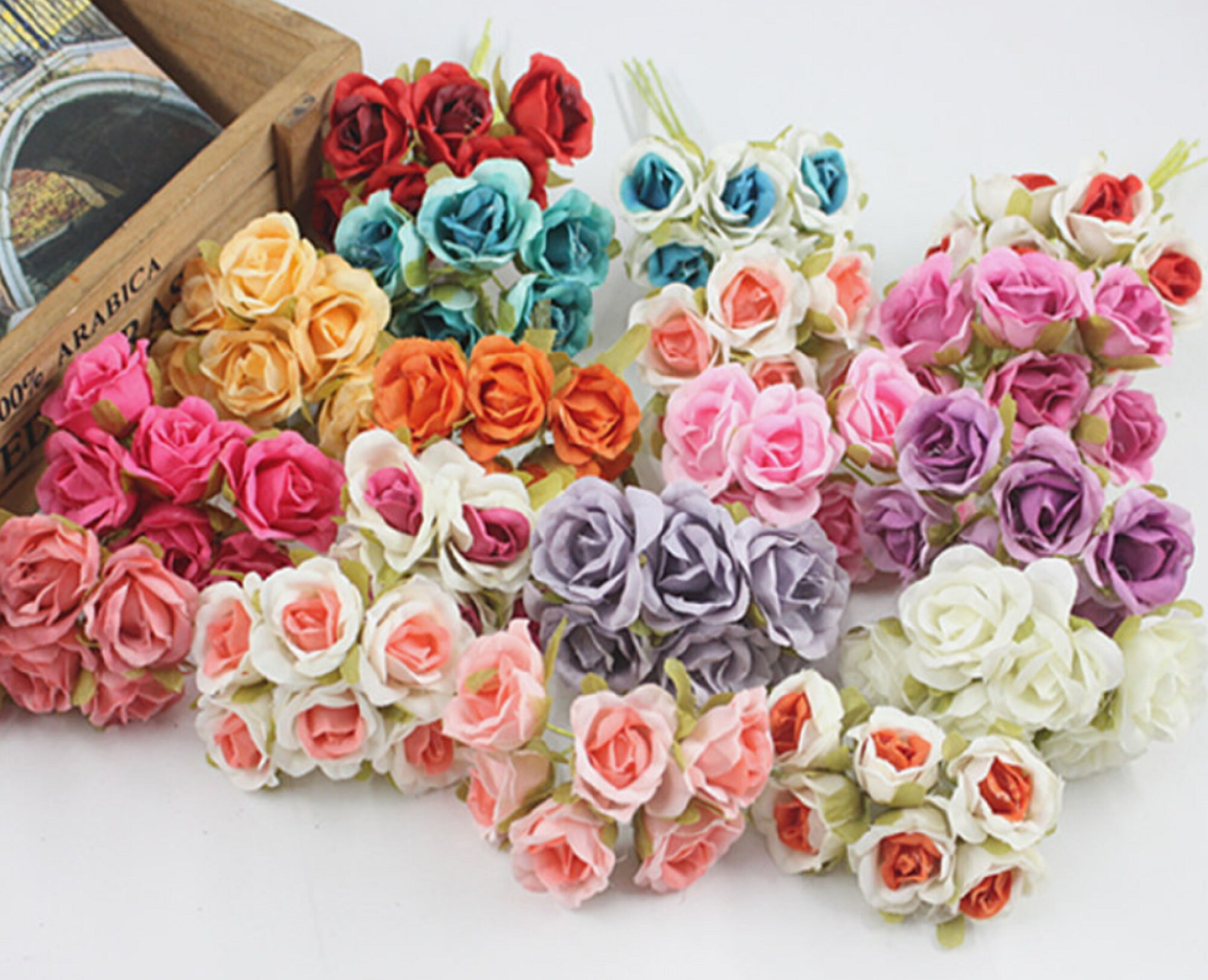 30 Pcs x Mini Artificial Flowers Silk Rose 2.53cm Wedding Etsy