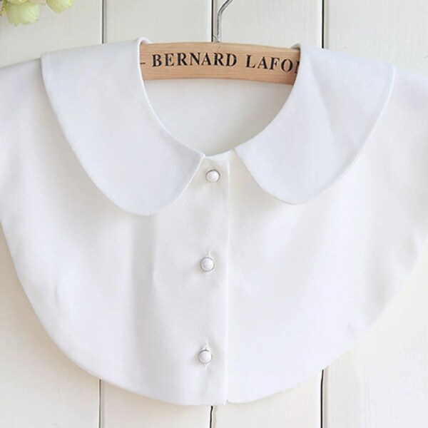 Pure White, Off White Fake Collar / Cotton Half Fake Dickie Collar / Half Shirt Collar / Removable Fake Collar B129(E)