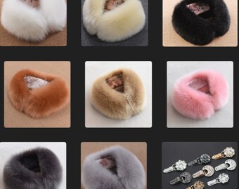 55cm / Faux Fur Collar for Women, Winter Faux Fur Collar Scarf, Removable Collar, Attachable Collar B702(S)