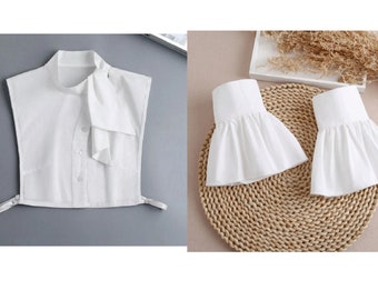 Pure White Cotton Fake Collar / Cotton False Collar / Chiffon Collar / Removable Fake Collar / Detachable Collar / False Collar / B663(K)