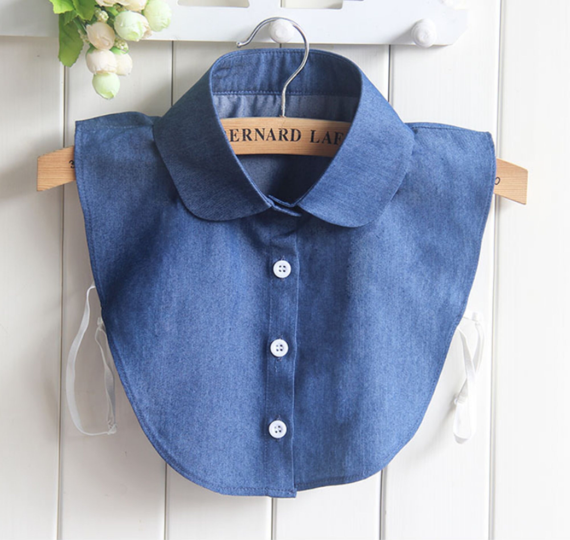 Blue Fake Collar / Cotton Half Stand Fake Collar / Half Shirt Etsy UK