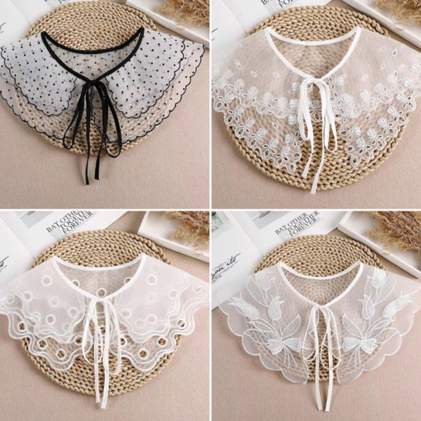 Faux col en dentelle / Col en dentelle / Col en mousseline de soie / Faux col amovible / Col amovible / Faux col (taille petite)