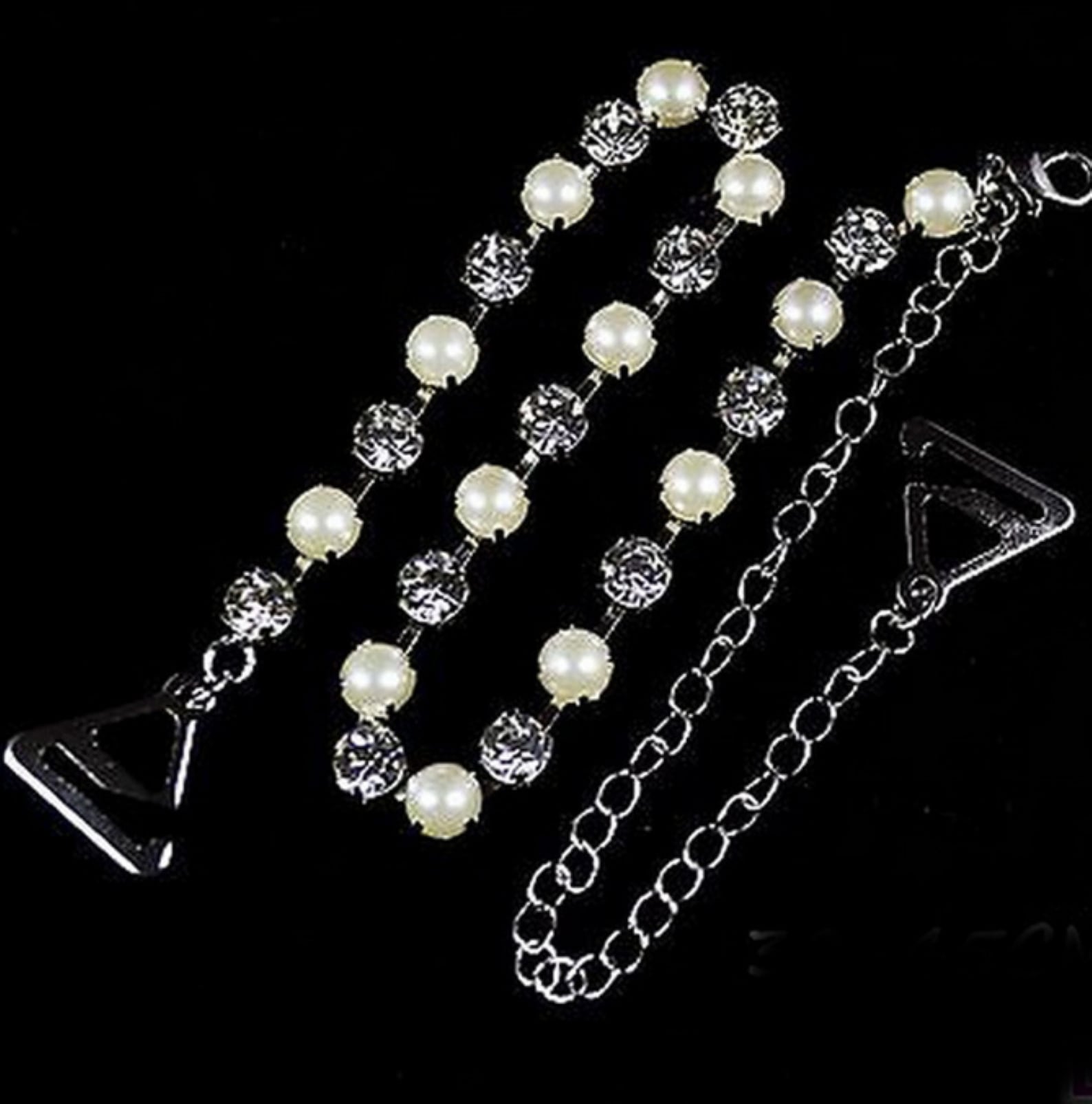 1 Pair / Crystal Detachable Bra Straps Bridal Pearl Crystal Etsy UK