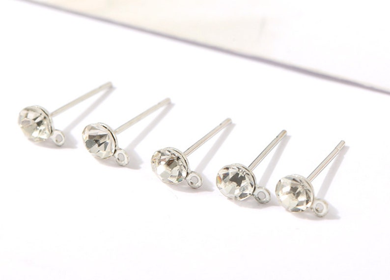 DIY Jewellery Making Findings E54 Ear Stoppers 20 pcs x Zirconia Stud Earrings with Loops Crystal Stud Earrings