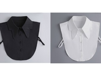 Off White, Black / Chiffon Fake Collar / False Collar / Half Shirt Collar / Removable Fake Collar B829(K)