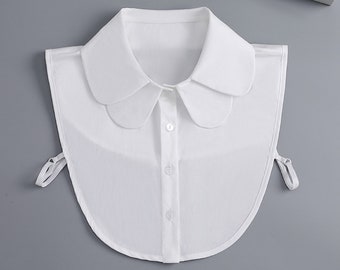 Off White / Fake Collar / Chiffon Half Fake Collar / Half Shirt Collar / Removable Fake Collar B648(K)