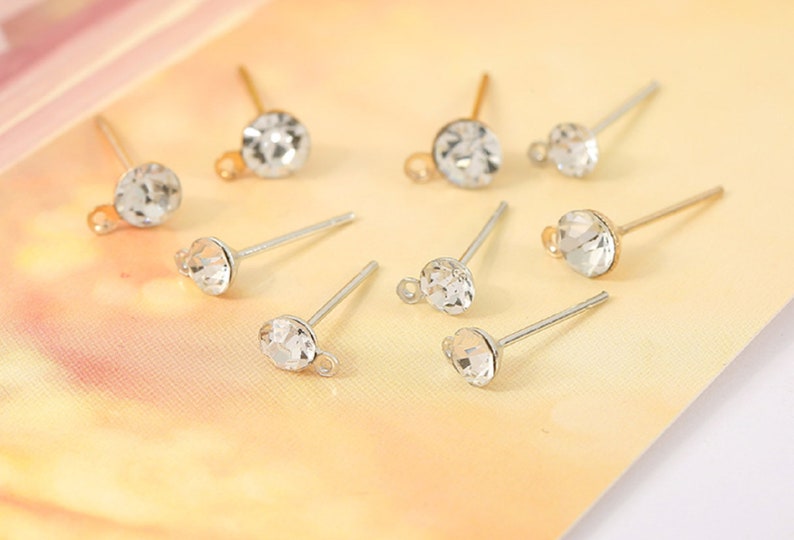 DIY Jewellery Making Findings E54 Ear Stoppers 20 pcs x Zirconia Stud Earrings with Loops Crystal Stud Earrings