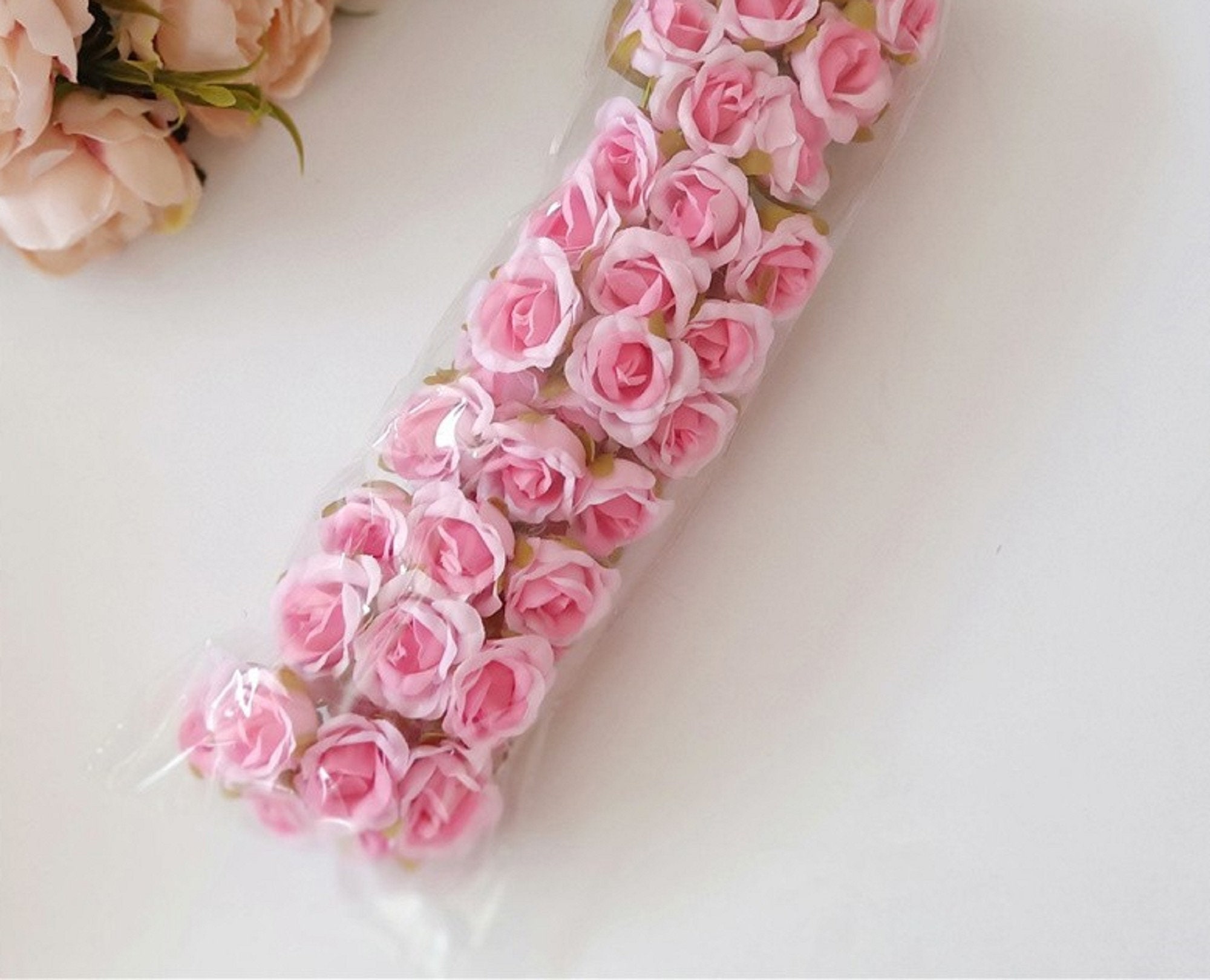 30 Pcs / 2.5cm / Mini Artificial Flowers Fabric Rose With Stem Etsy UK