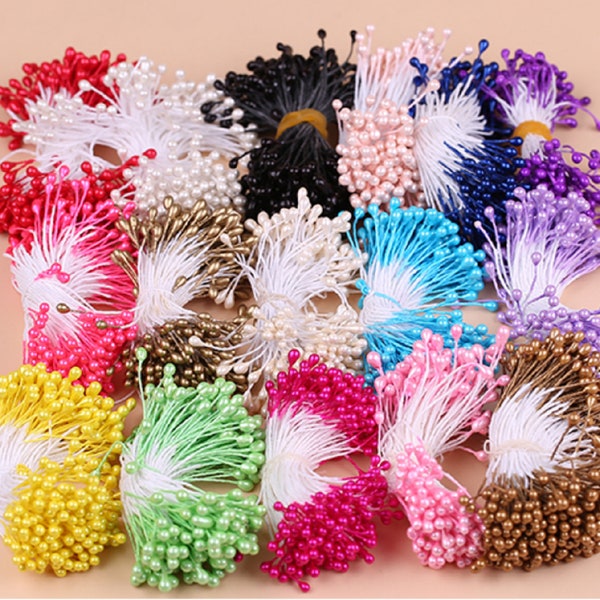 250 pcs étamines de fleurs artificielles à double tête, bouquet de mariage, décor floral, corsage, accessoires pour cheveux, étamines de fleurs à deux têtes SF031