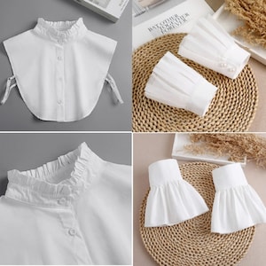 40cm, 45cm / Pure White Cotton Fake Collar / Cotton False Collar /Removable Fake Collar / Detachable Collar / Fake Wrist Cuffs B635(K)