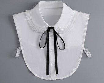 Off White Fake Collar / Cotton Half Fake Collar / Off White Half Shirt Collar / Removable Fake Collar B14(K)