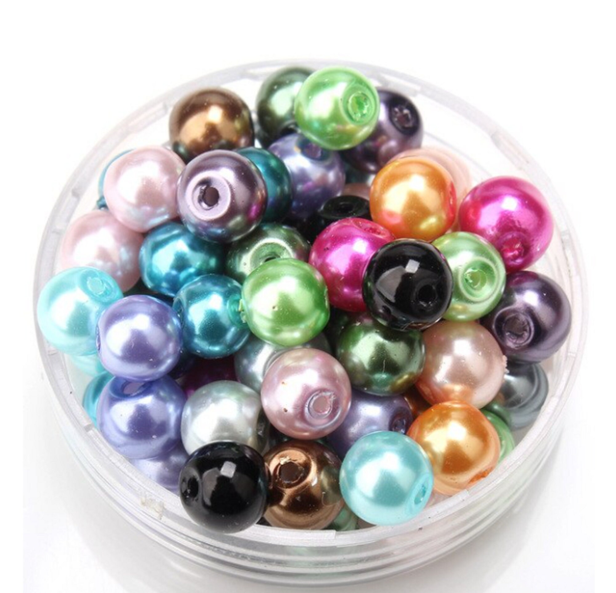 100 Pcs X Mix Round Glass Beads 4mm 6mm 8mm Pearl Beads Etsy UK