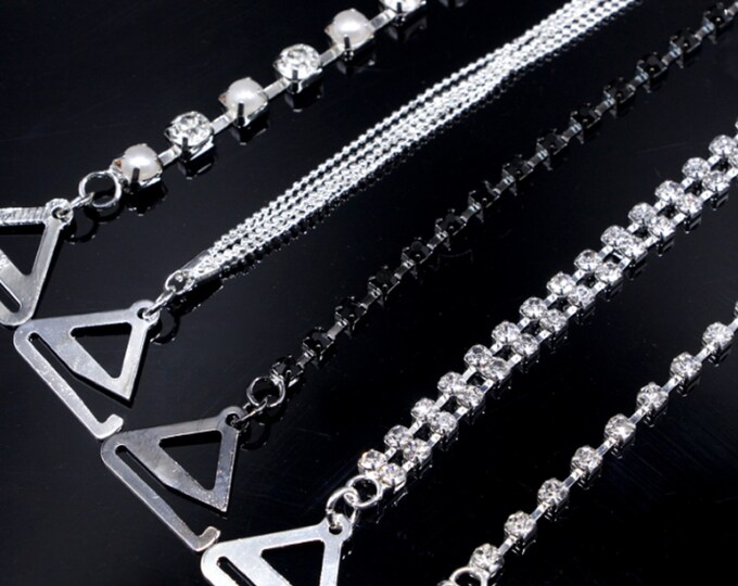 1 Pair / Crystal Detachable Bra Straps, Bridal Pearl Crystal Straps