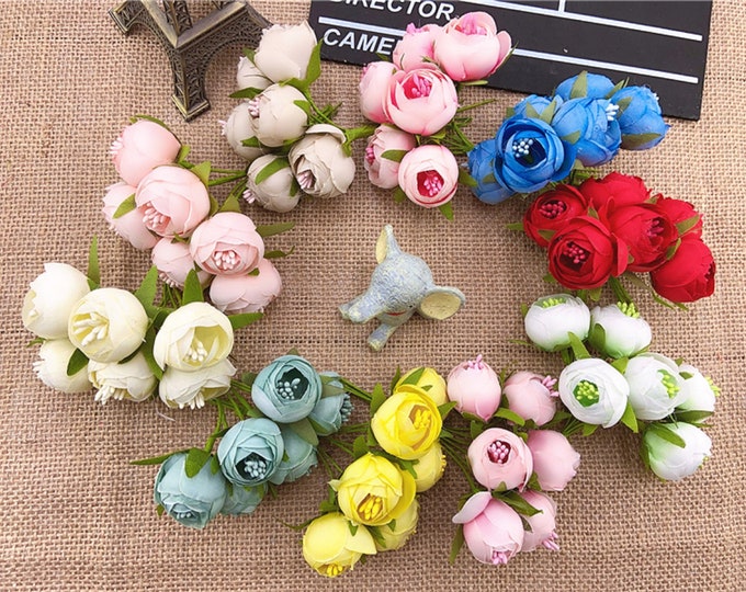 30 Pcs X 2.5cm Mini Artificial Flowers Silk Rose With Stem Etsy UK