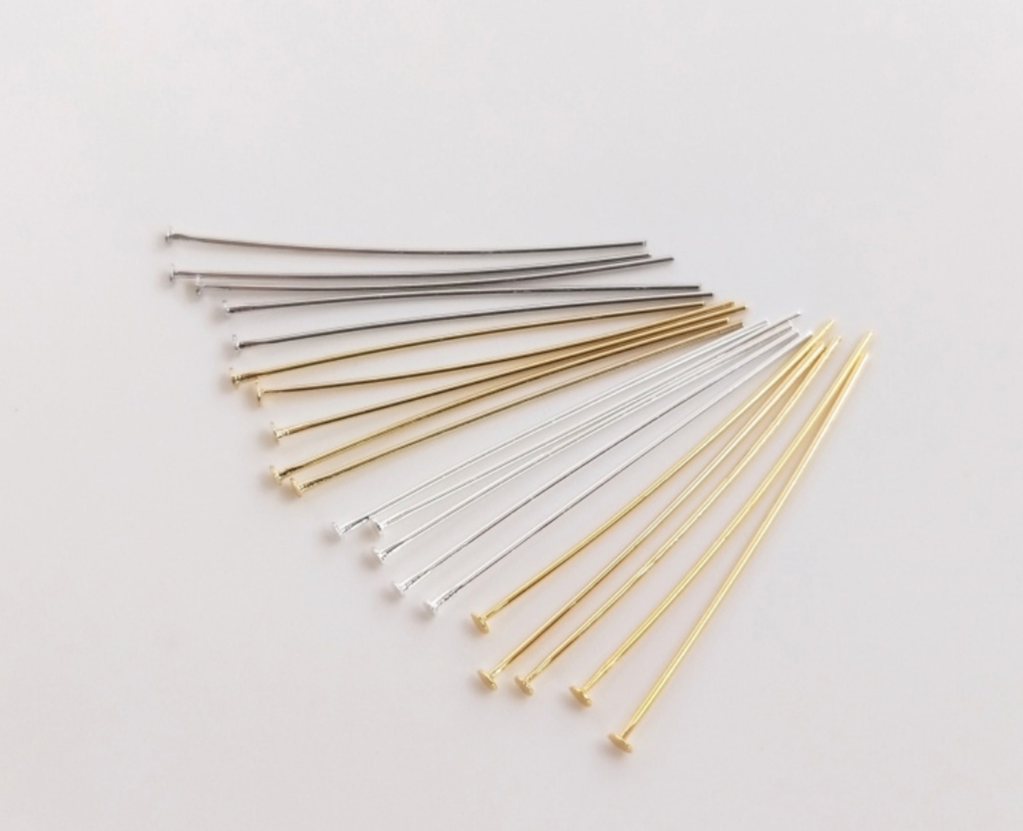 Gold Filled Head Pins 12mm wire thickness 0.4mm 26 Gauge with Flat