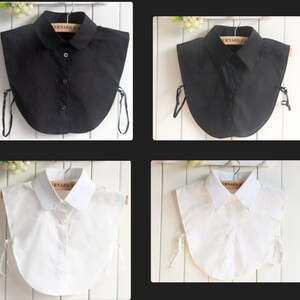 Pure White, Black / Fake Collar / Cotton Half Fake Dickie Collar / Half Shirt Collar / Removable Fake Collar B26(E)