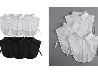 Pure White, Black / Fake Collar / Cotton Half Fake Collar / Half Shirt Collar / Removable Fake Collar B838(K)