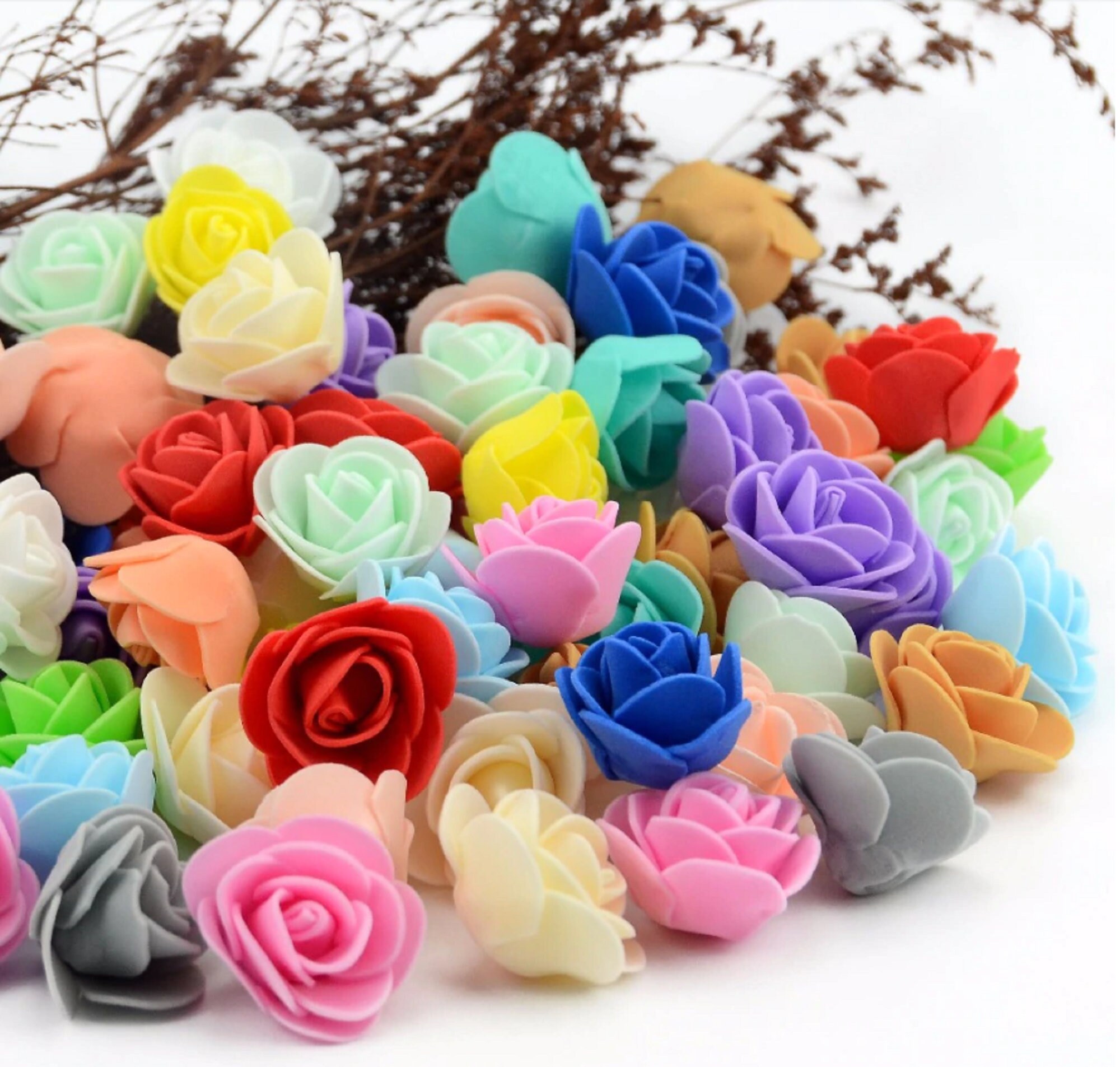 100 Pcs X Mini Foam Flower Heads 2cm 3cm Artificial Roses Etsy UK