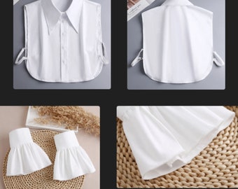 41cm, 45cm / Pure White Fake Collar / Cotton False Collar / Removable Fake Collar / Detachable Collar / False Collar / B19(K)