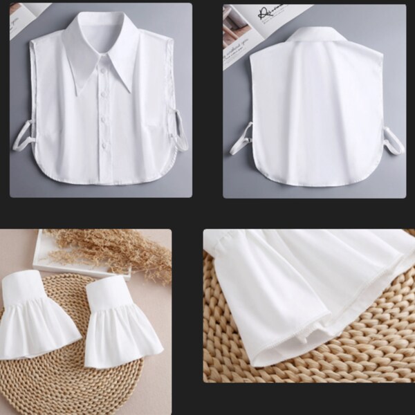 41cm, 45cm / Pure White Fake Collar / Cotton False Collar / Removable Fake Collar / Detachable Collar / False Collar / B19(K)