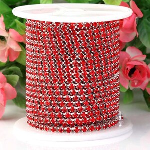 Rhinestone Chain, Machine Cut Montana, Silver plated ss12 - BEAD & TRIM