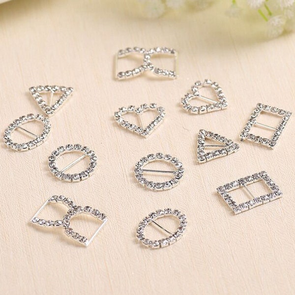 10 Stück / Strass Schnalle, Kristall Slider, Kristall Band Schnallen, DIY Haarschmuck Dekoration, Strass Slider BU061