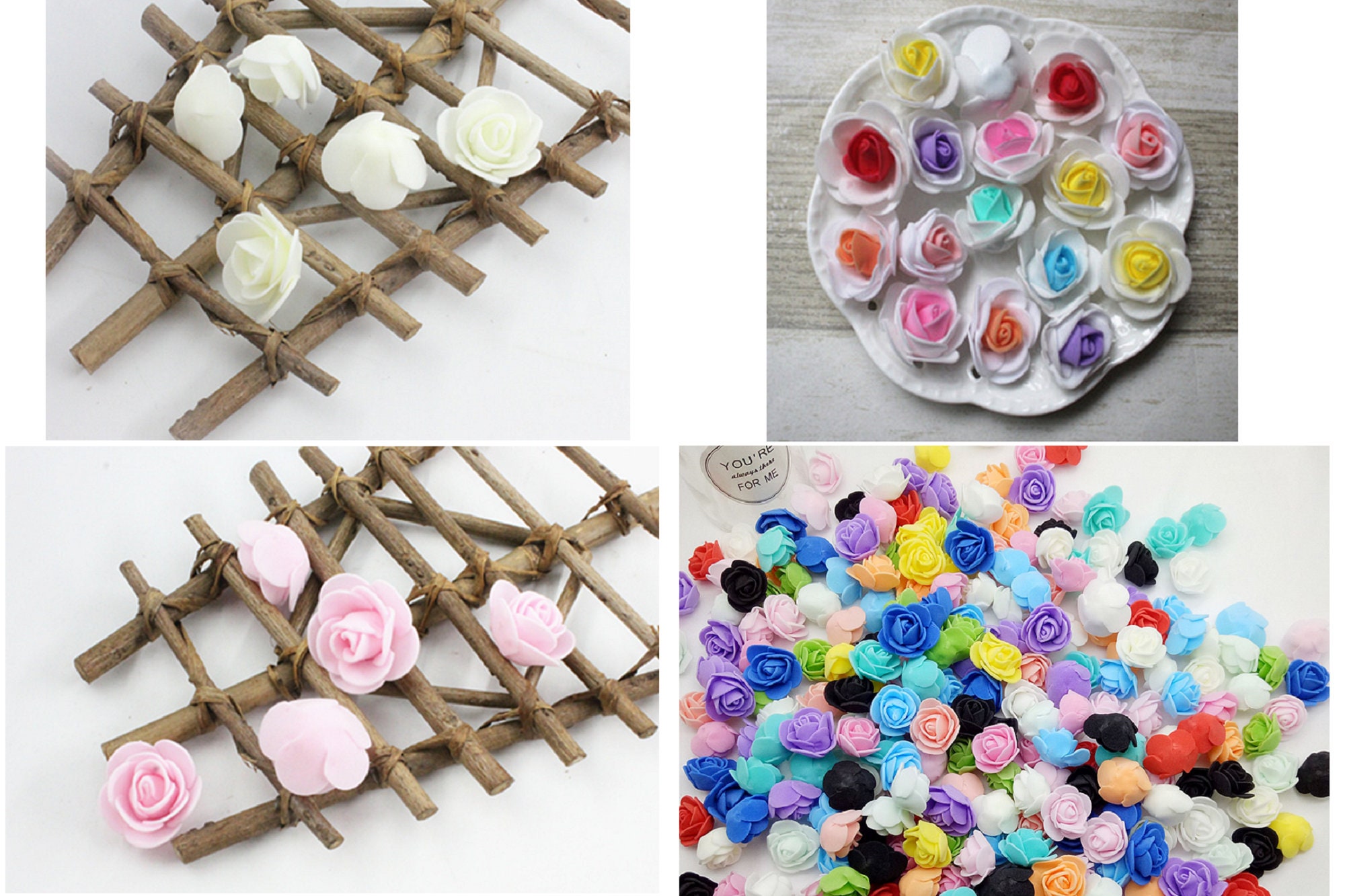 100 Pcs X Mini Foam Flower Heads 2cm 3cm Artificial Roses Etsy UK