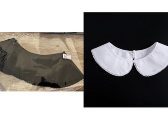 White, Black / Fake Collar / Cotton Half Stand Fake Collar / Half Shirt Collar / Removable Fake Collar B627(K-small)