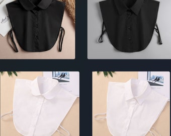 L, XL / Pure White, Black / Fake Collar / Cotton Half Fake Dickie Collar / Half Shirt Collar / Removable Fake Collar B9(K)