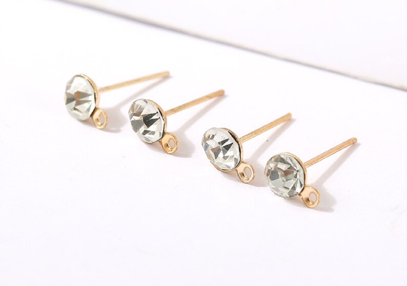 DIY Jewellery Making Findings E54 Ear Stoppers 20 pcs x Zirconia Stud Earrings with Loops Crystal Stud Earrings