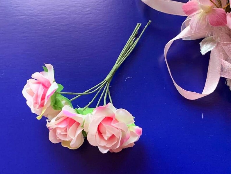 30 Pcs / 2.5cm / Mini Artificial Flowers Silk Rose with Stem Etsy