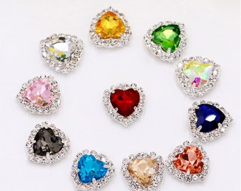 5pcs 28x28mm Sliver/ Gold Plated Heart-Shaped Crystal Rhinestone Metal Connector 5pcs 28x28mm Sliver/ Gold Plated Heart-Shaped Crystal Rhinestone Metal Connector